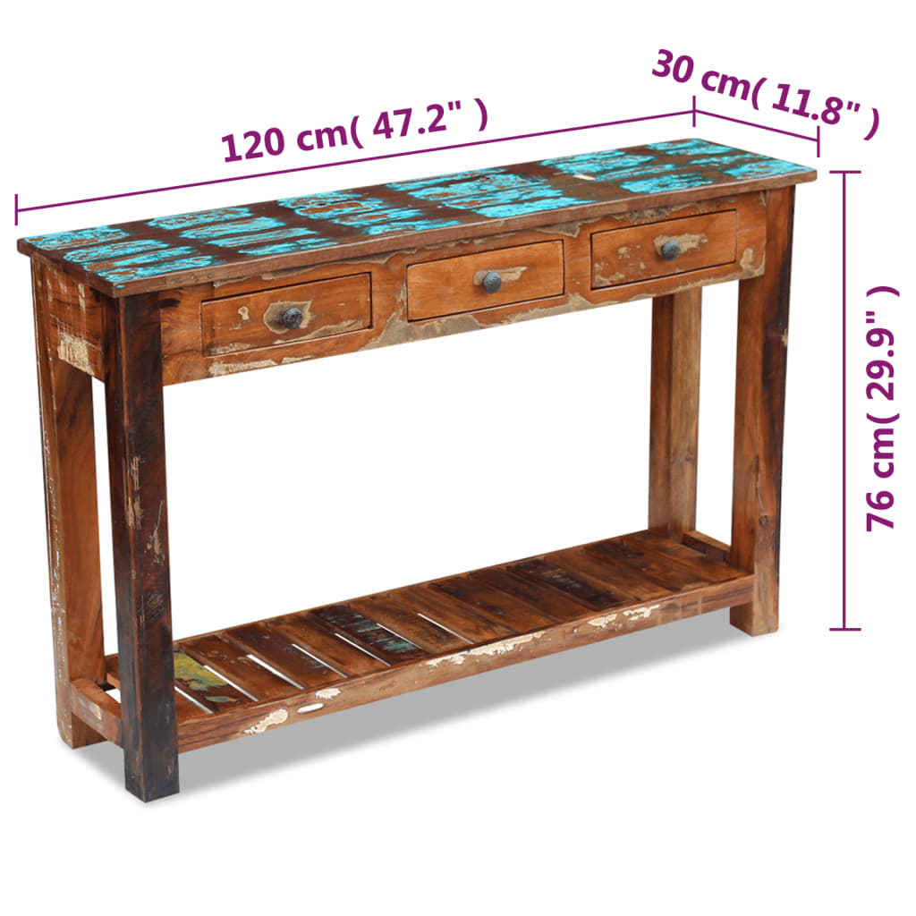 vidaXL Sideboard 120x30x76 cm Solid Reclaimed Wood