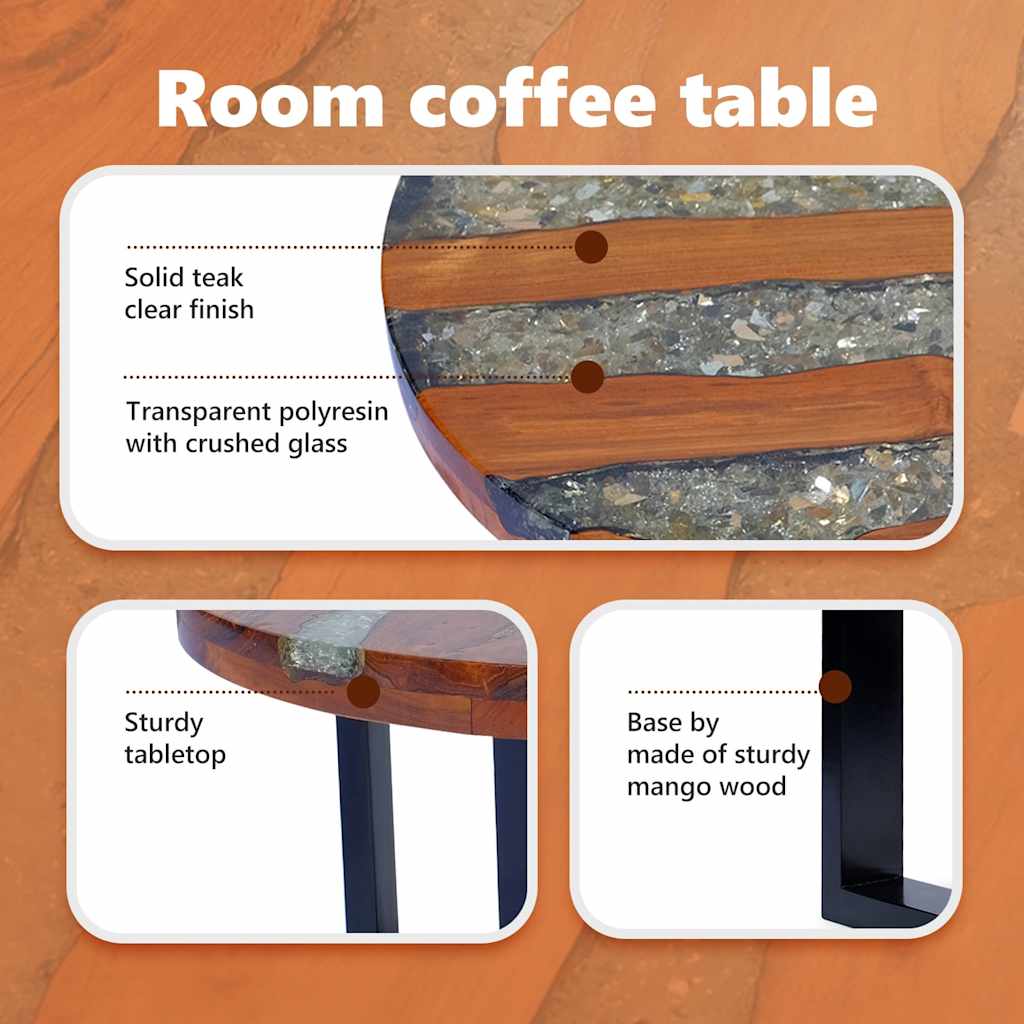 vidaXL Salontafel massif teakhout dur 60 cm