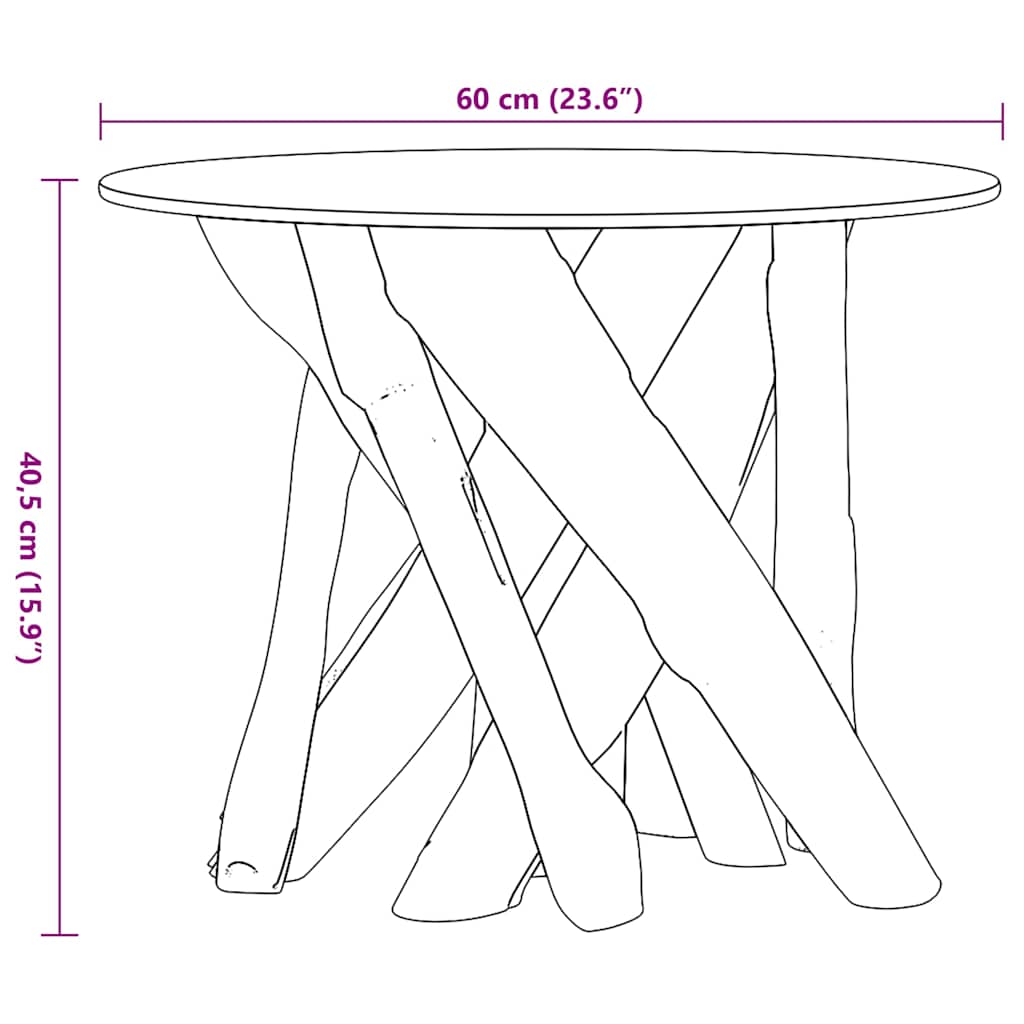 vidaXL Salontafel 60 cm teck massif drijfhout
