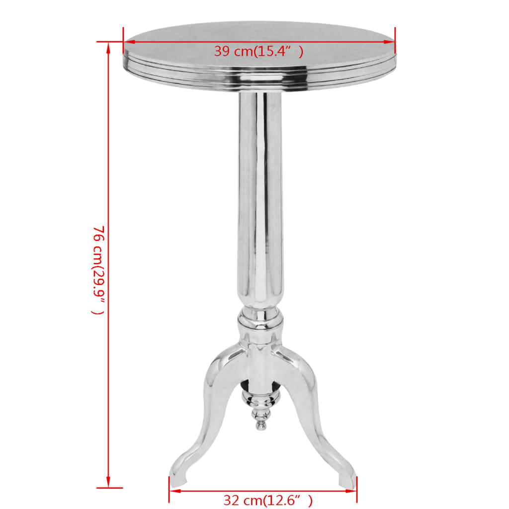 vidaXL Bijzettafel rond aluminium zilver