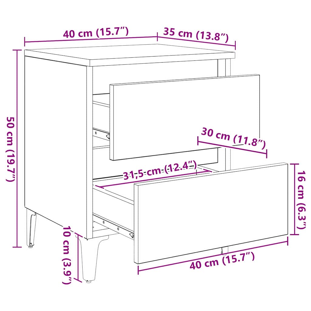 vidaXL Nightstand 40x35x50 cm Engineered Wood White