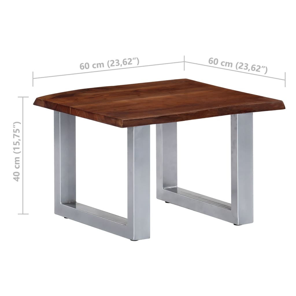 vidaXL Coffee Table with Live Edges 60x60x40 cm Acacia Wood