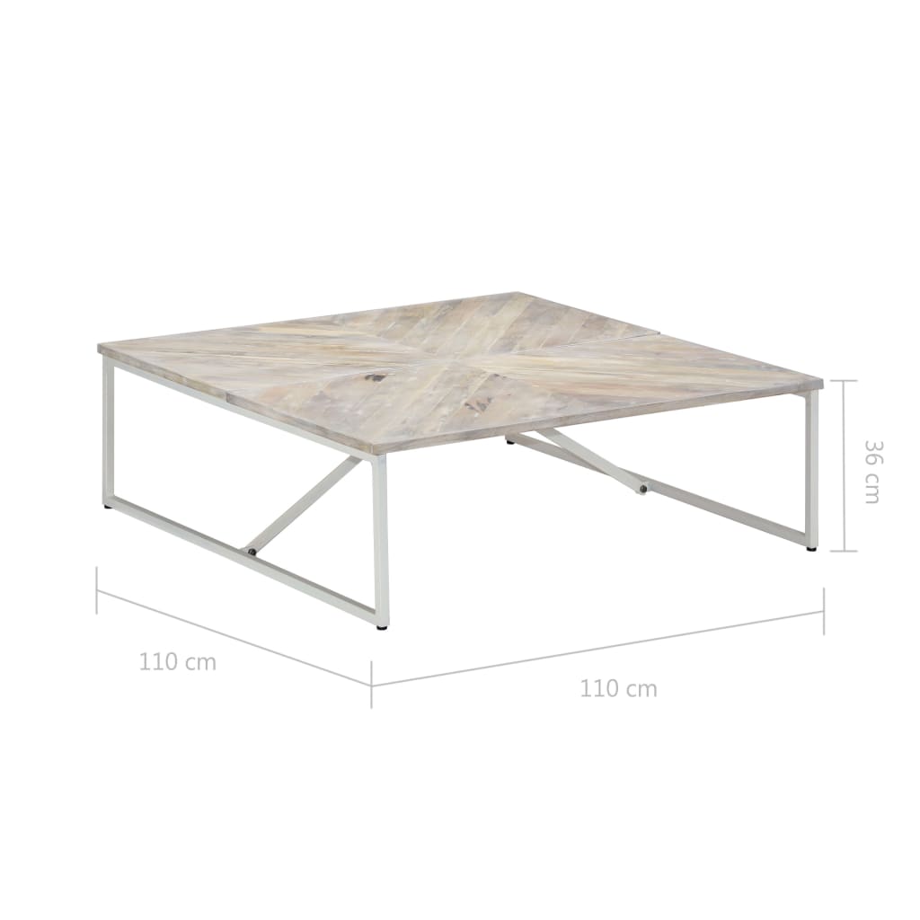 vidaXL Salontafel 110x110x36 cm massief mangohout
