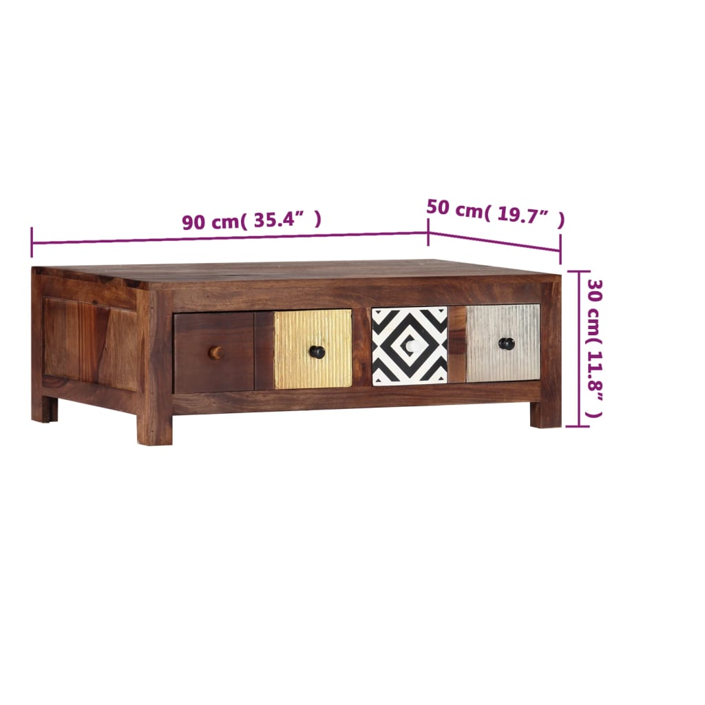 vidaXL Coffee Table 90x50x30 cm Solid Acacia Wood