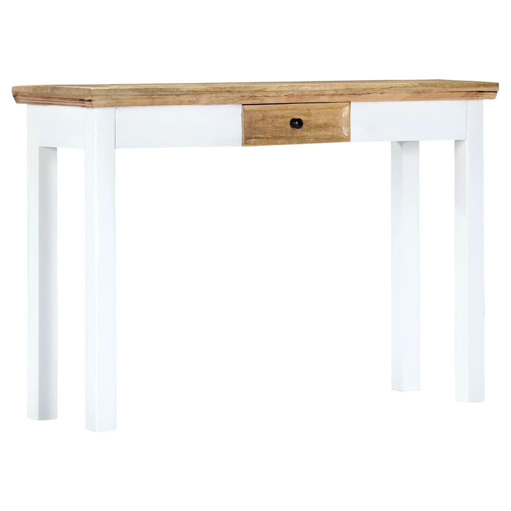 vidaXL Tableau mural 110x35x75 cm massif mangohout blanc et brun
