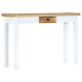 vidaXL Tableau mural 110x35x75 cm massif mangohout blanc et brun