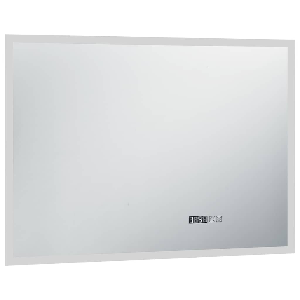 vidaXL LED Bathroom Mirror with Touch Sensor and Time Display 100x60 cm
