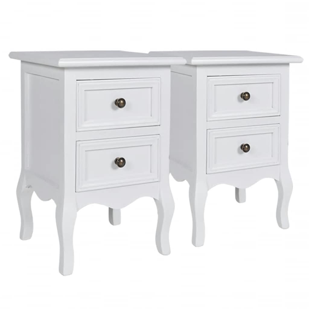 vidaXL Nachtkastjes met 2 lades 4 st MDF Wit