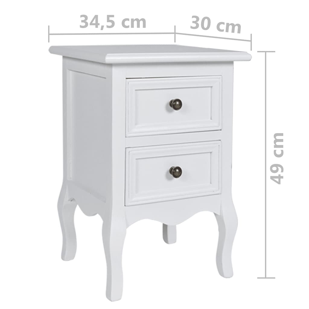vidaXL Nachtkastjes met 2 lades 4 st MDF Wit