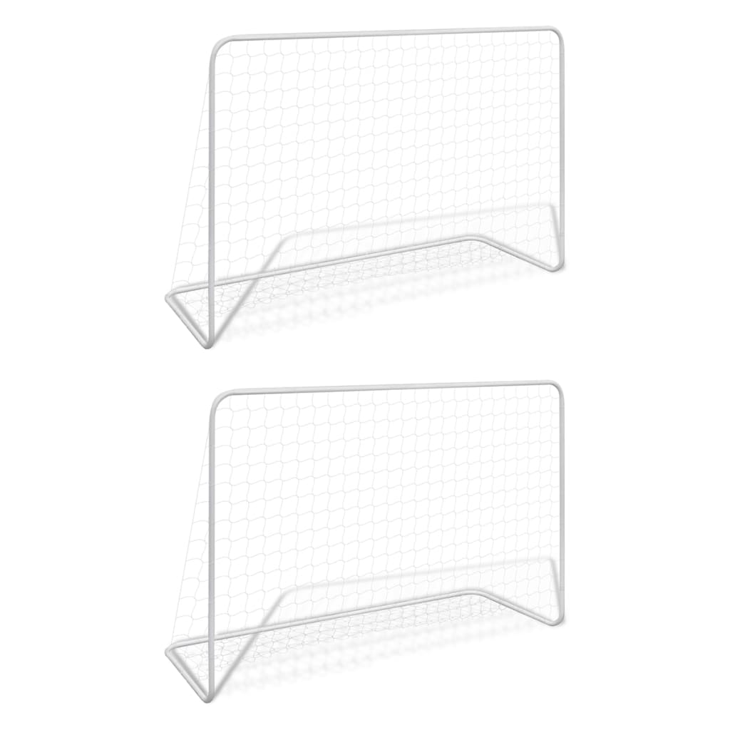 vidaXL Soccer Goals 2 pcs with nets 182x61x122 cm steel white