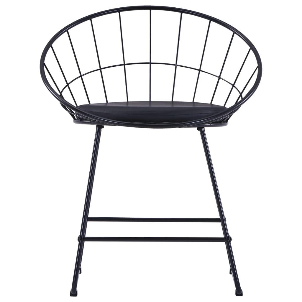 vidaXL Eetkamerstoelen met kunstleren zittingen 2 st staal zwart