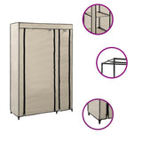 vidaXL Kledingkast opvouwbaar 110x45x175 cm stof crème