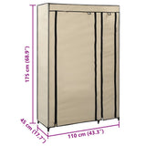 vidaXL Kledingkast opvouwbaar 110x45x175 cm stof crème