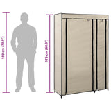 vidaXL Kledingkast opvouwbaar 110x45x175 cm stof crème