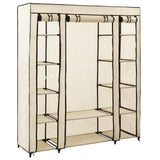 vidaXL Kledingkast met vakken en stangen 150x45x176 cm stof crème