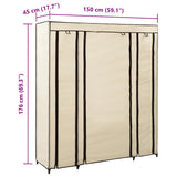vidaXL Kledingkast met vakken en stangen 150x45x176 cm stof crème