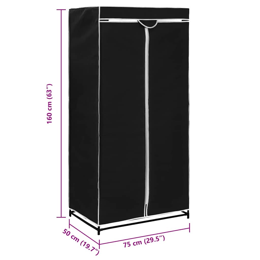 vidaXL Kledingkast 75x50x160 cm zwart