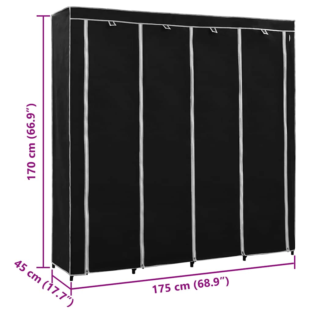 vidaXL Kledingkast met 4 vakken 175x45x170 cm zwart