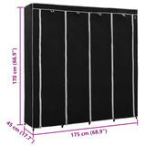 vidaXL Kledingkast met 4 vakken 175x45x170 cm zwart