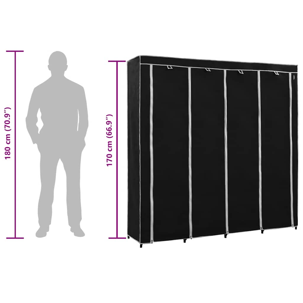 vidaXL Kledingkast met 4 vakken 175x45x170 cm zwart