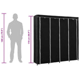 vidaXL Kledingkast met 4 vakken 175x45x170 cm zwart