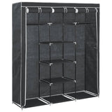 vidaXL Kledingkast met vakken en stangen 150x45x175 cm stof zwart