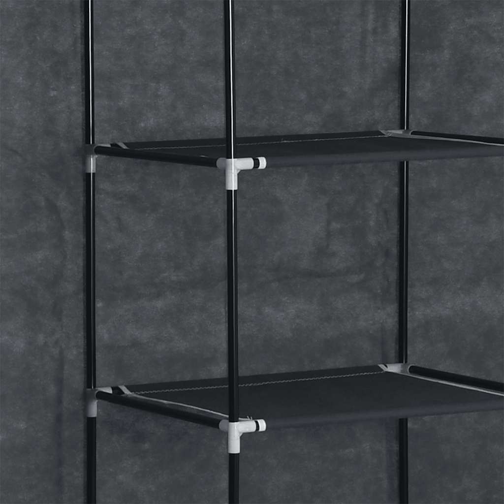 vidaXL Kledingkast met vakken en stangen 150x45x175 cm stof zwart