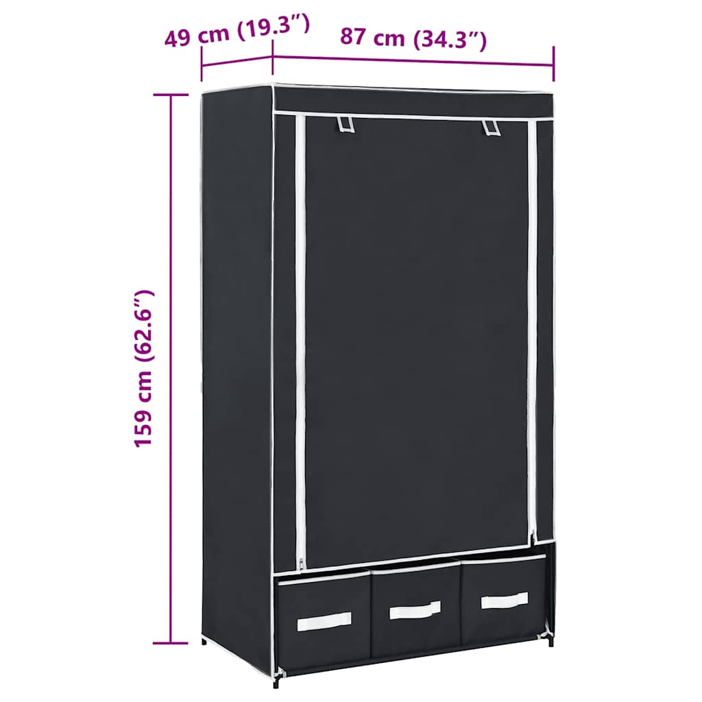 vidaXL Kledingkast 87x49x159 cm stof zwart
