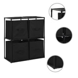 vidaXL Opbergkast met 4 stoffen manden 63x30x71 cm staal zwart