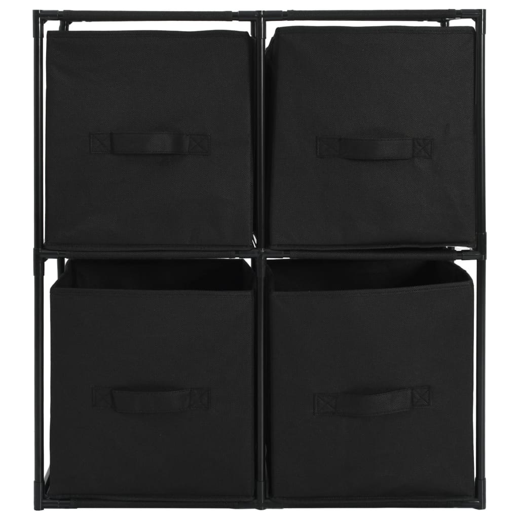 vidaXL Opbergkast met 4 stoffen manden 63x30x71 cm staal zwart