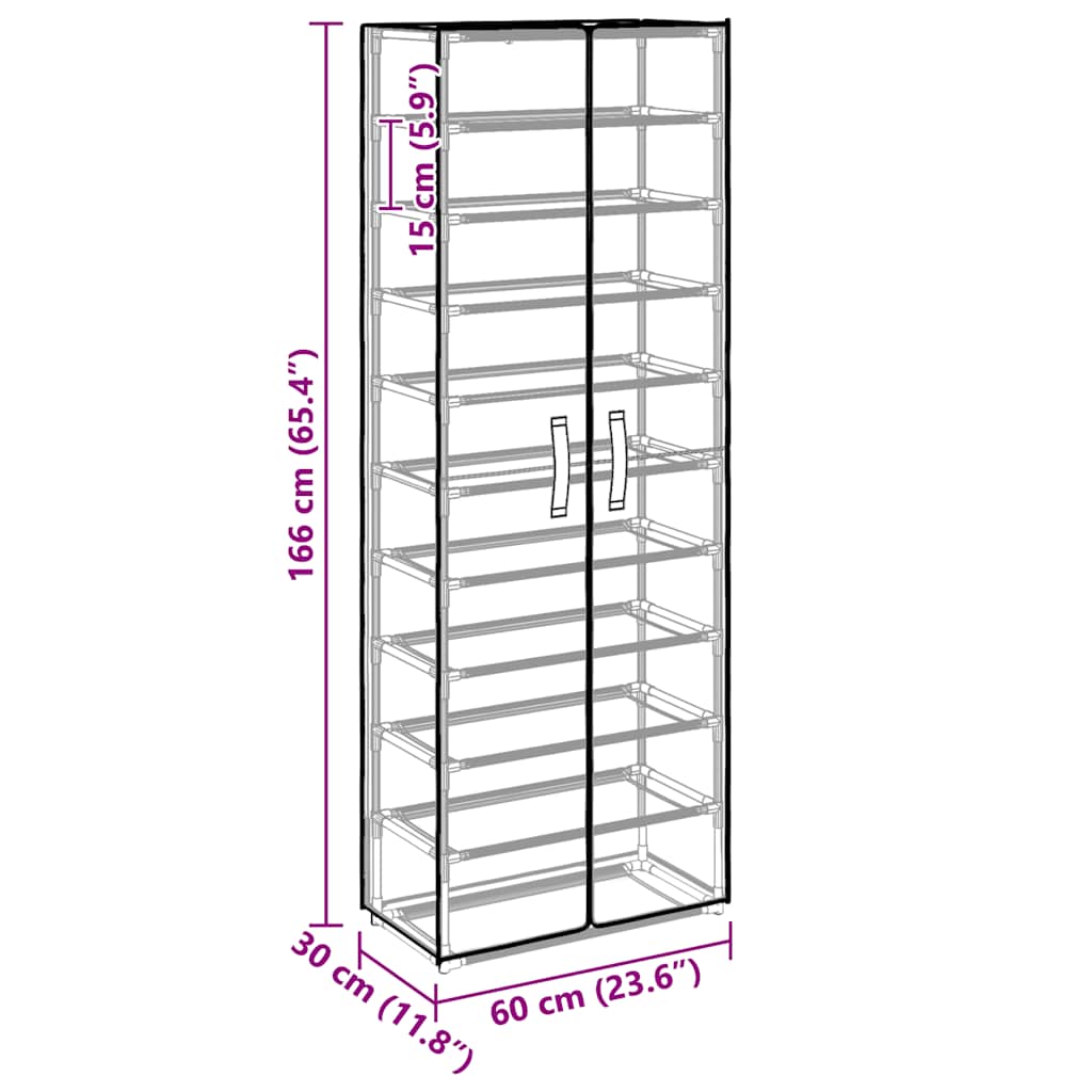vidaXL Schoenenkast 60x30x166 cm stof zwart