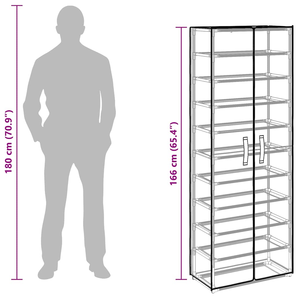 vidaXL Schoenenkast 60x30x166 cm stof zwart