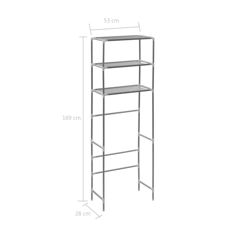 vidaXL Opbergrek voor boven toilet 3-laags 53x28x169 cm argenté