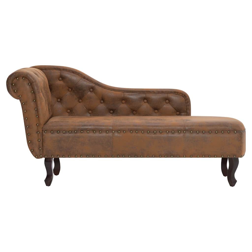 vidaXL Chaise longue kunstsuède bruin
