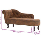 vidaXL Chaise longue kunstsuède bruin