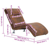 vidaXL Chaise longue met kussen kunstsuède bruin