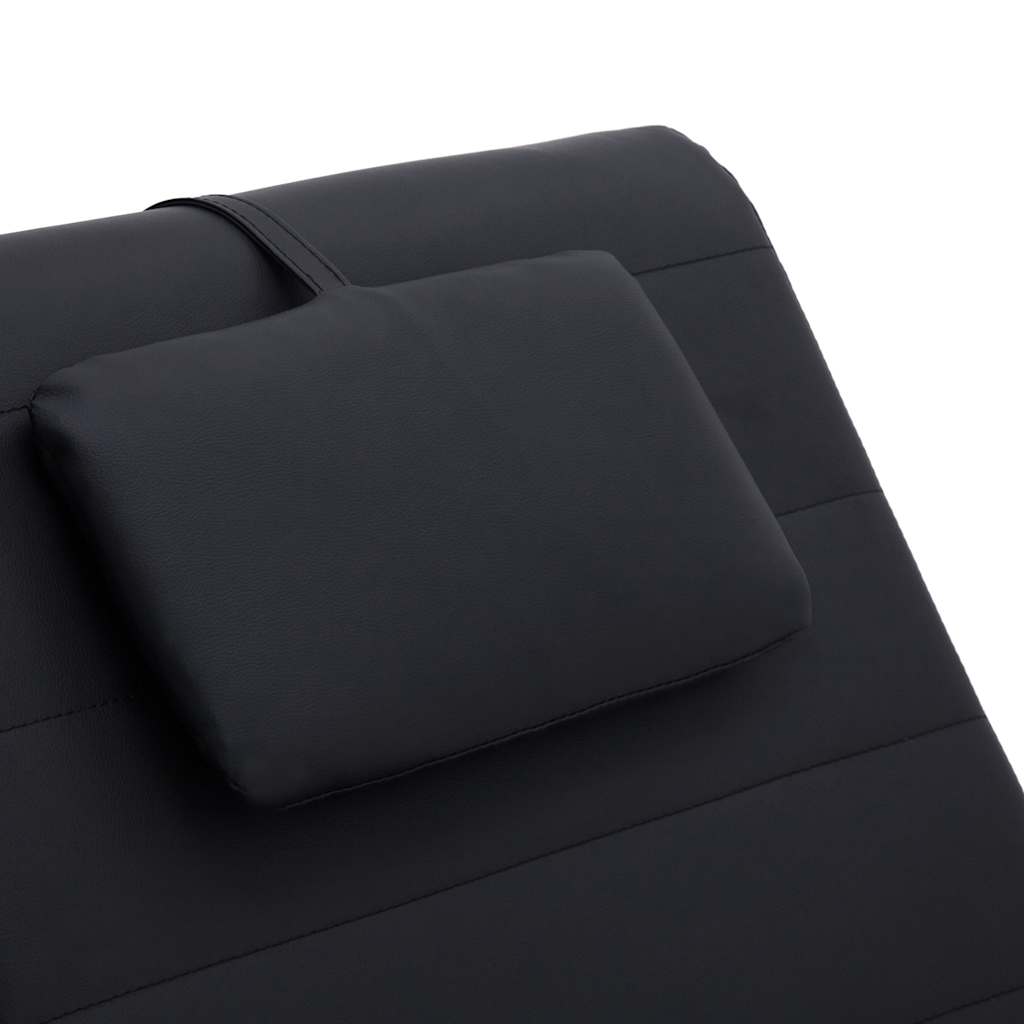 vidaXL Massage chaise longue met kussen kunstleer zwart