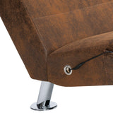 vidaXL Massage chaise longue met kussen kunstsuède bruin