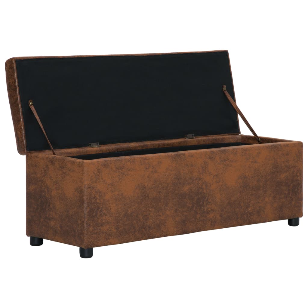 vidaXL Storage Bench 116 cm Faux Suede Brown