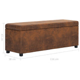 vidaXL Storage Bench 116 cm Faux Suede Brown
