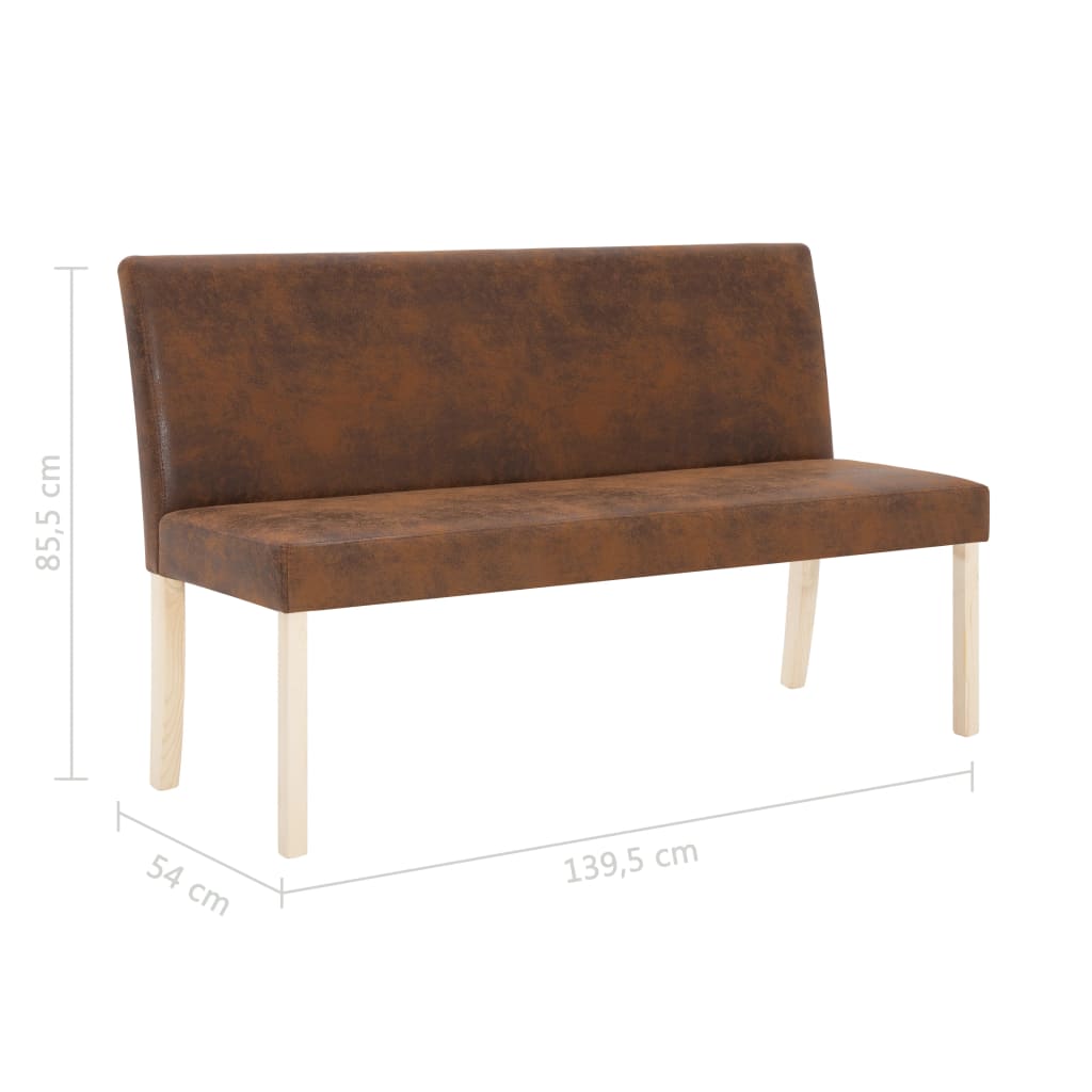 vidaXL Bench 139.5 cm faux suede brown