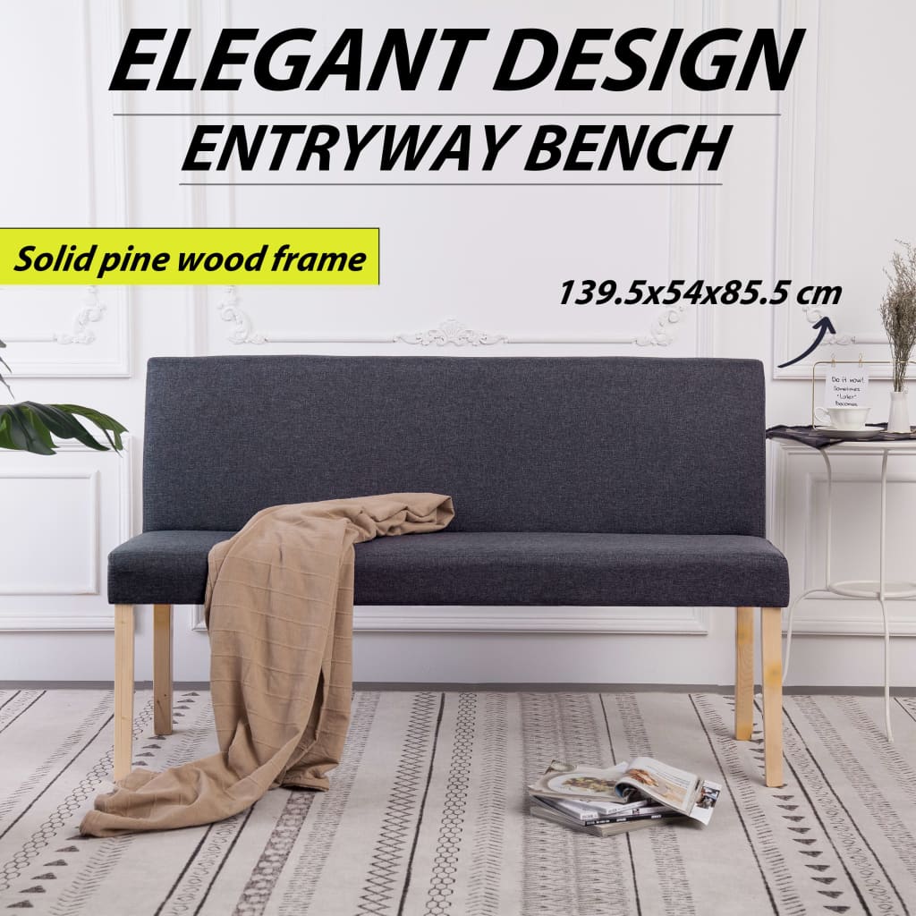 vidaXL Bench 139.5 cm polyester dark grey