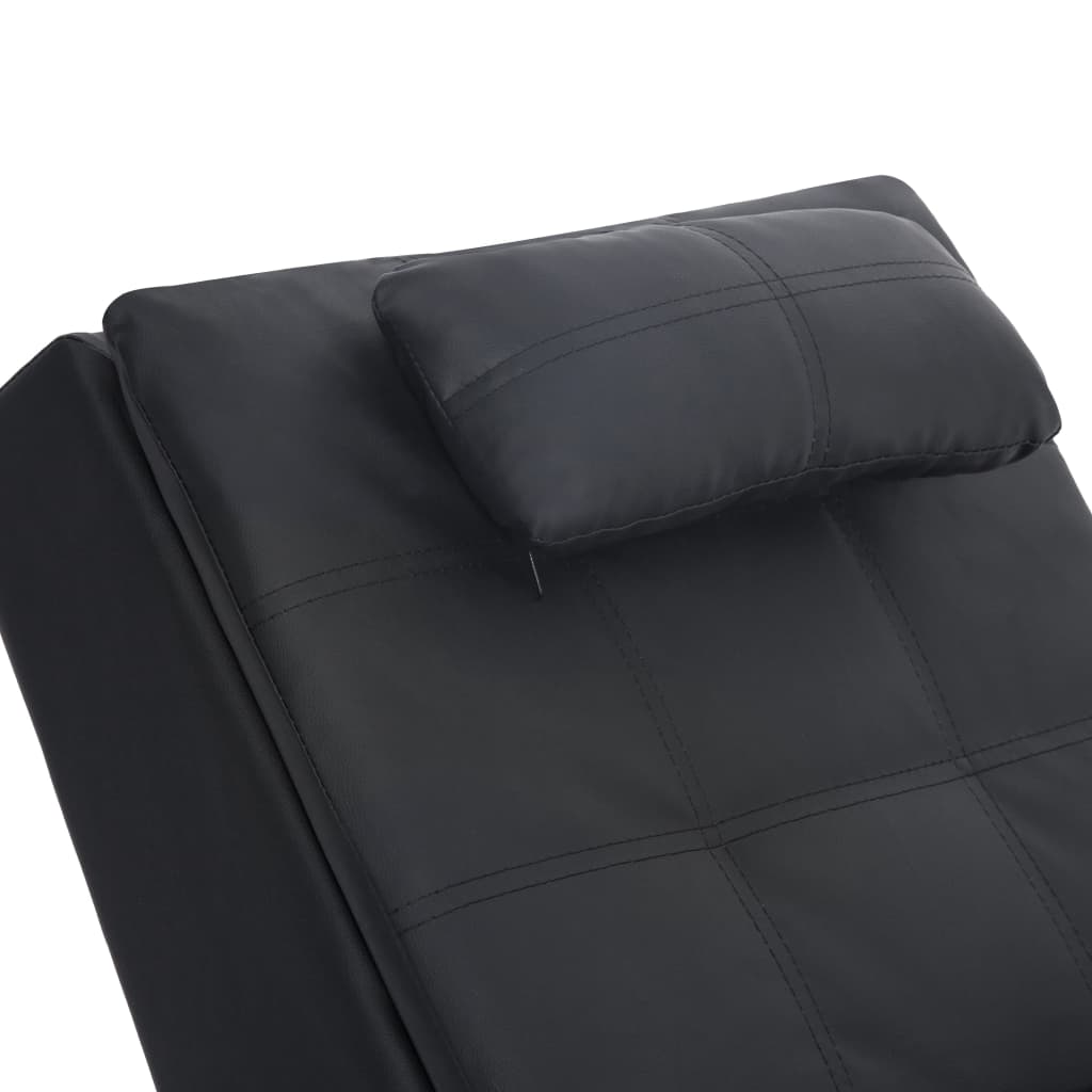 vidaXL Massage chaise longue met kussen kunstleer zwart