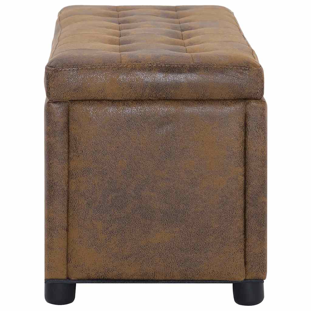 vidaXL Storage Ottoman 87.5 cm Faux Suede Brown