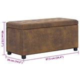 vidaXL Storage Ottoman 87.5 cm Faux Suede Brown