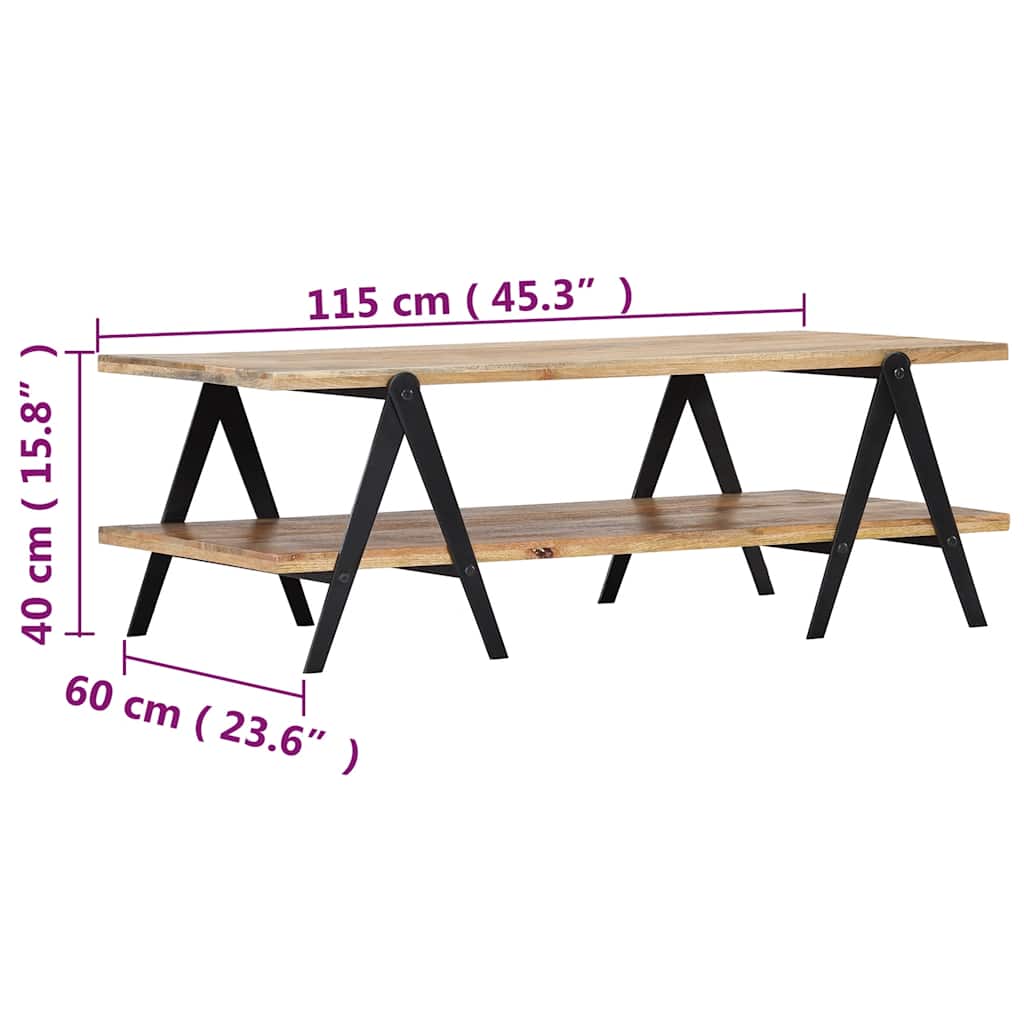 vidaXL Salontafel 115x60x40 cm massief mangohout