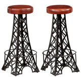 vidaXL Bar stools 2 pcs genuine leather