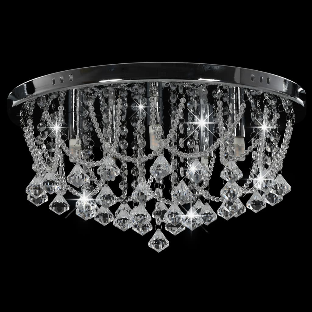 vidaXL Plafondlamp avec cristal kralen rond 4xG9 couleur argentée
