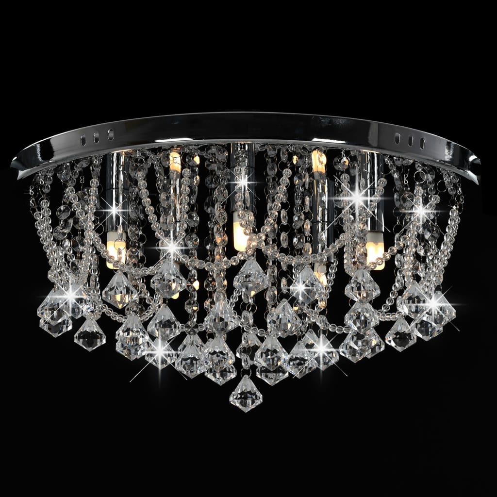 vidaXL Plafondlamp avec cristal kralen rond 4xG9 couleur argentée