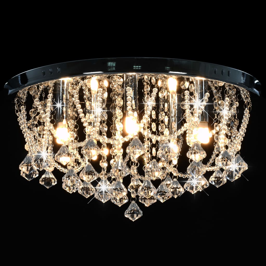vidaXL Plafondlamp avec cristal kralen rond 4xG9 couleur argentée